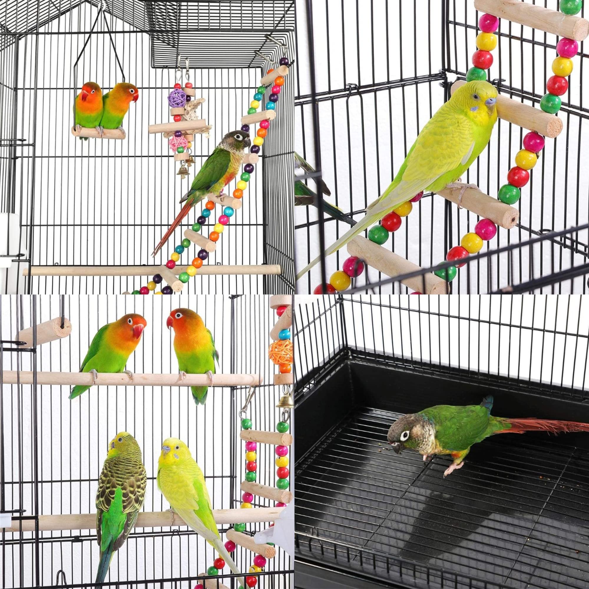 MINGYI klatka dla ptaków ze wsparciem, klatką dla ptaków na stopie, woliera dla ptaków na papugki/ papużki papużki/kanarek/ parakei/ elegancki kalopsit/pędzel, dach (czarna, 46×36×158 cm)