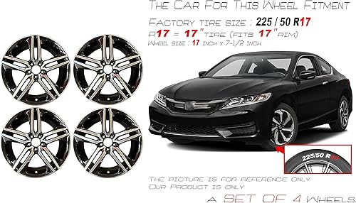 Miniatura 2 de 19 "Juego de 4 nuevas ruedas de aleación de 19x8 de 5 radios para Honda Accord 2016 2017 mecanizado negro OEM diseño llanta de repuesto