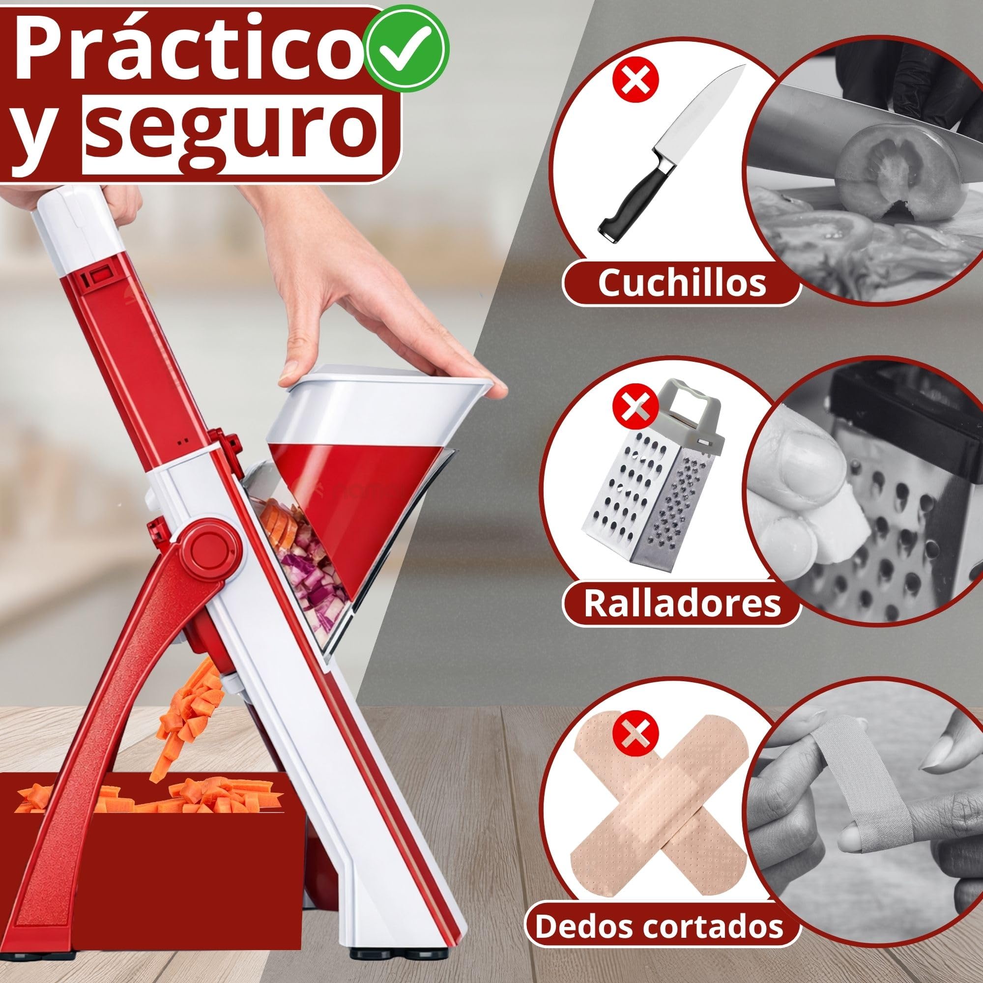 NAMAI - Mandolina de Cocina Profesional con 27 Combinaciones de Corte, Cuchillas de Acero Inoxidable Resistente, Apta Para el Lavavajillas, Cortadora de Verduras, Práctica y Segura