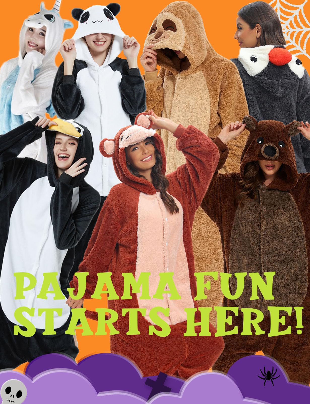 Xinlong Combinaison Pyjama Kigurumi Onesies Unisexe Costume Soirée de Déguisement Vêtement de Nuit Anime Cosplay Halloween Noël Fête pour Adulte