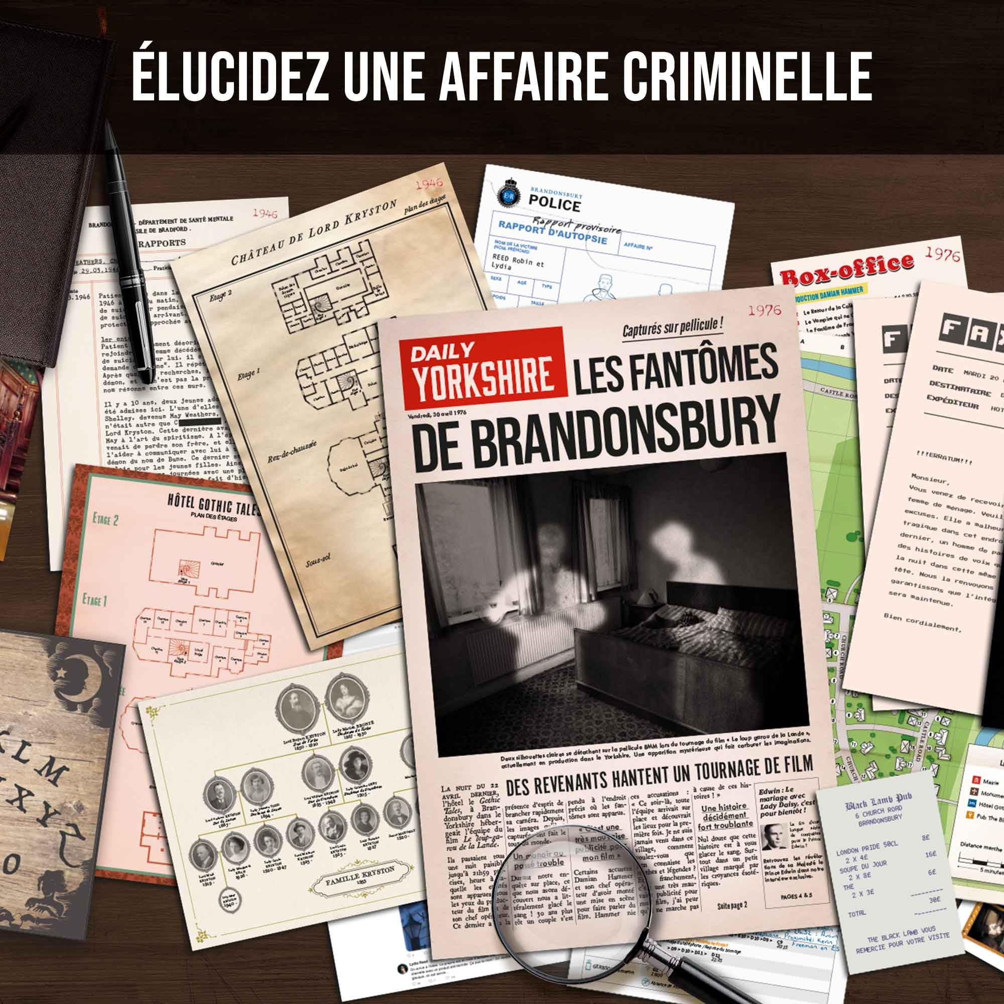 Dossiers Criminels - Les Fantômes de Brandonsbury : Découvrez Les Secrets Obscurs d'un Hôtel Maudit - Jeu de Societe Escape Game - Jeu d’Enquête Immersif et Collaboratif - 1-6 Joueurs