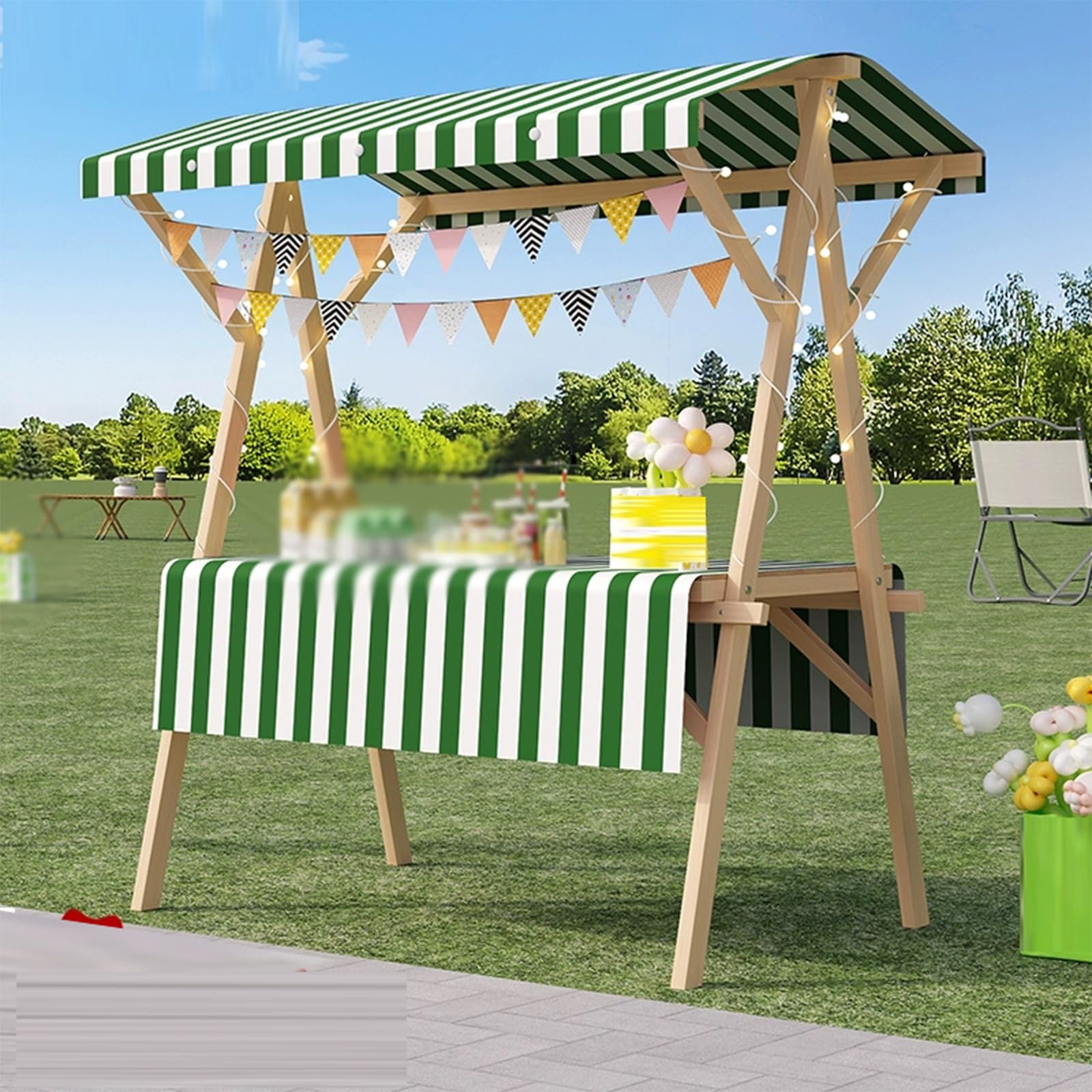 Genérico Carrito Plegable para Festivales con Ruedas, Carrito de Camping portátil, Carrito Plegable, Carrito de Comida móvil Ligero y Plegable con toldo comercios al Aire Libre, mercad