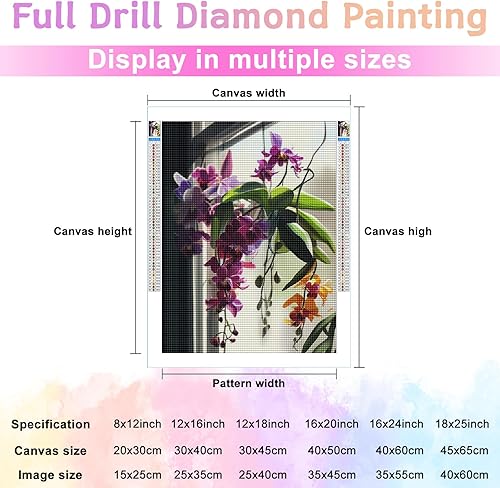 Miniatura 2 de Kits de pintura de diamantes para adultos, arte de flores, diamantes, orquídeas, bricolaje, 5D, taladro redondo completo, diamantes de imitación,