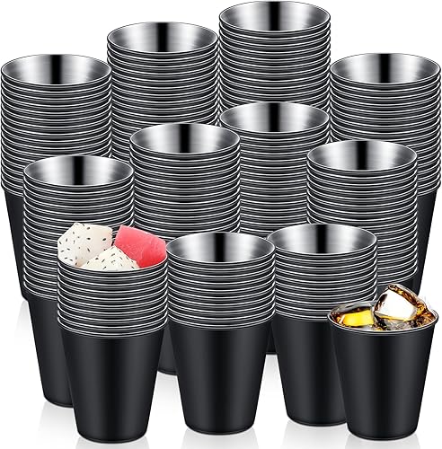 Miniatura 1 de 100 vasos de chupito de acero inoxidable de 2 onzas, vasos de metal, pequeños vasos irrompibles para café expreso, whisky, bar, hogar, restaurante,