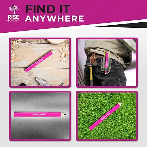 Miniatura 3 de Rise & Grow Juego de 50, Lápices de Carpintero Rosa Neón - Mina HB de 7", Lápices Planos de Construcción para Hombres, Mujeres - Marcado de Madera