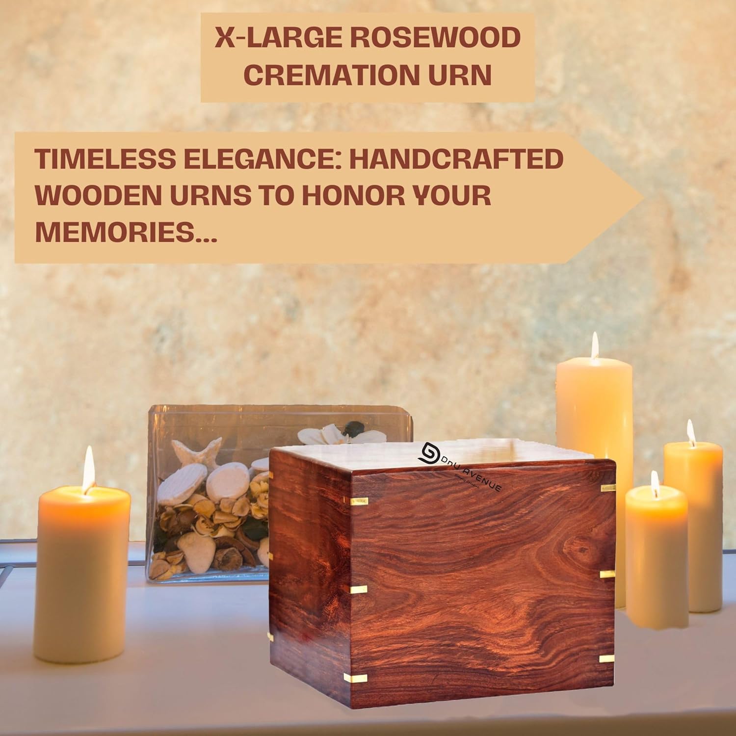 Wooden Cremation Urn for Human & Pet Ashes – Decorative Funeral Keepsake Box – Burial Casket for Adults, Dogs & Cats – Memorial Urn for Men & Women (X-Large, 650 lbs)