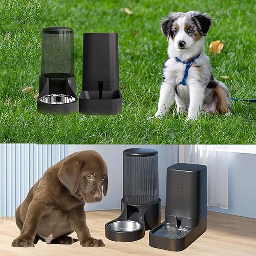 Miniatura 6 de Hamiledyi Comedero automático para perros y dispensador de agua para gatos, alimentador de alimentos por gravedad y bebedero con cuenco de comida