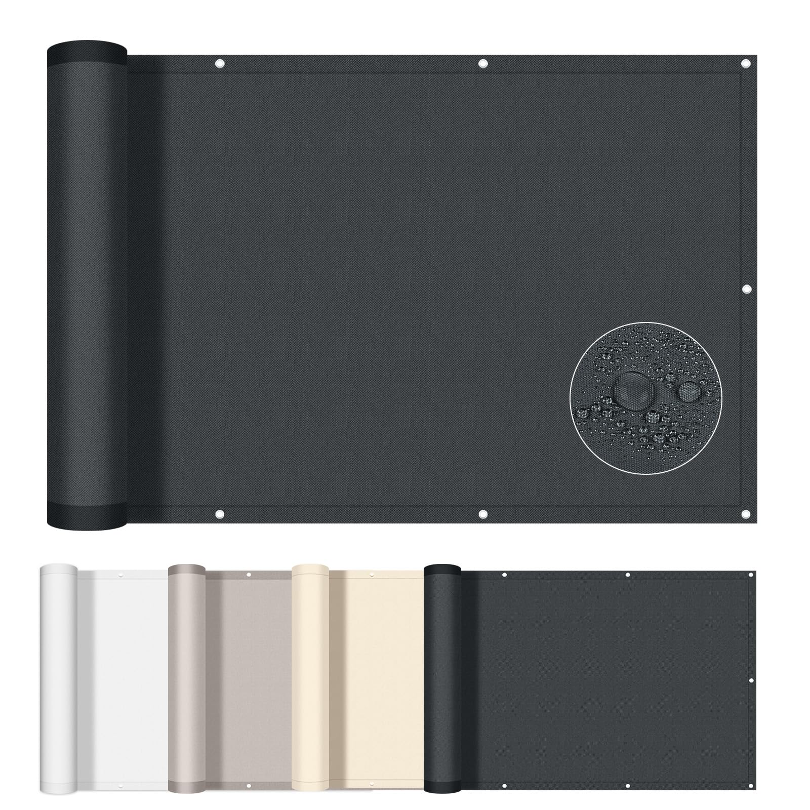 AXT SHADE Frangivisto Balcone Protezione 85x600cm Impermeabile Copri Ringhiera Balcone Privacy Frangivento Protezione UV con Occhielli e Fascetta per Esterno Terrazza-Antracite Scuro