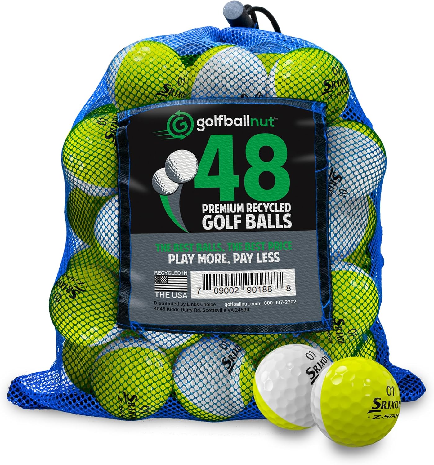 Used and Recycled for Srixon Z Star Near Mint 4A (White & Yellow) (24 & 48) Golf Balls Mesh Bag Included