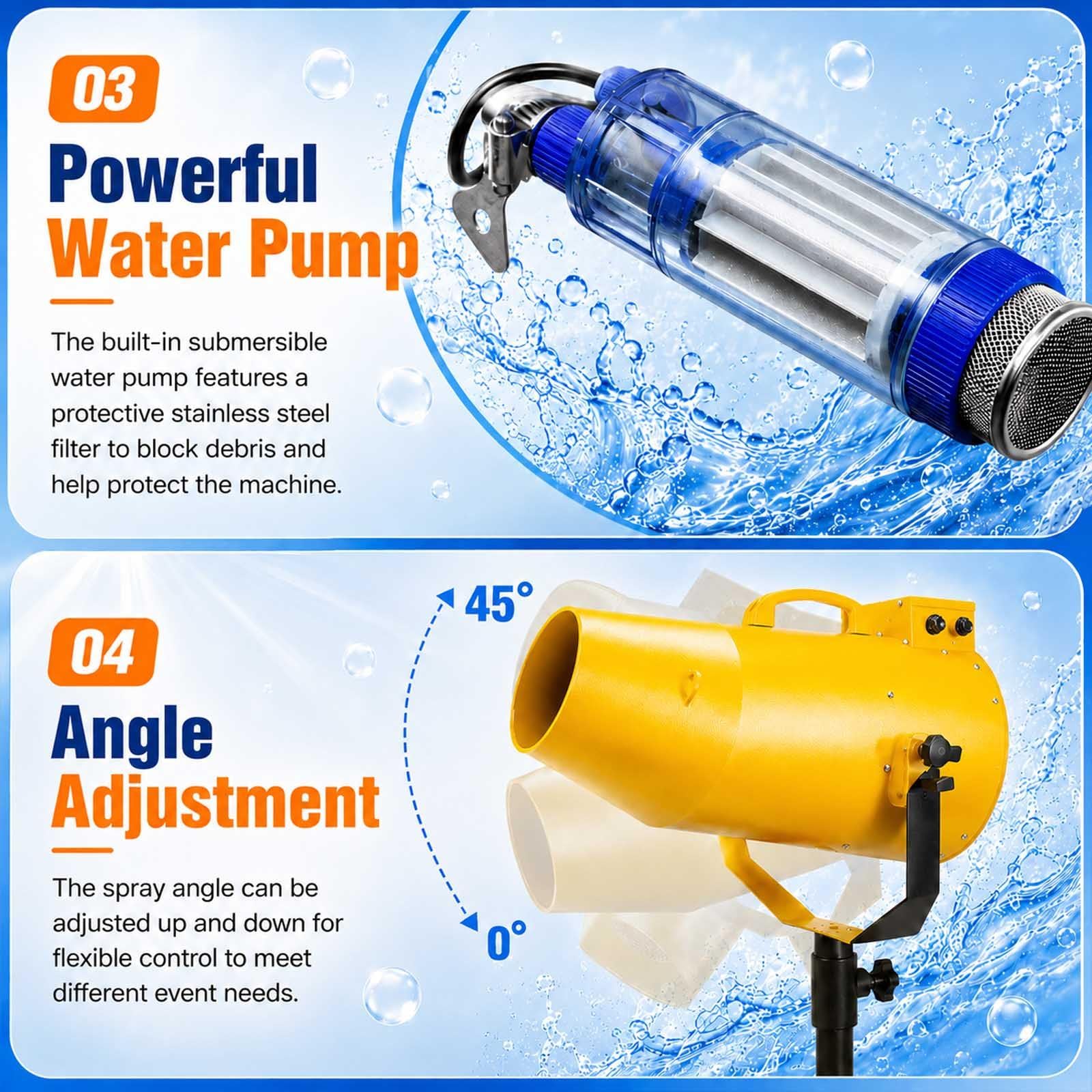 Macchina per Schiuma 1000 W, Cannone Schiuma per Feste con Treppiede Regolabile, Generatore di Schiuma Portatile per Party in Giardino, Piscina ed Eventi all’Aperto Yellow