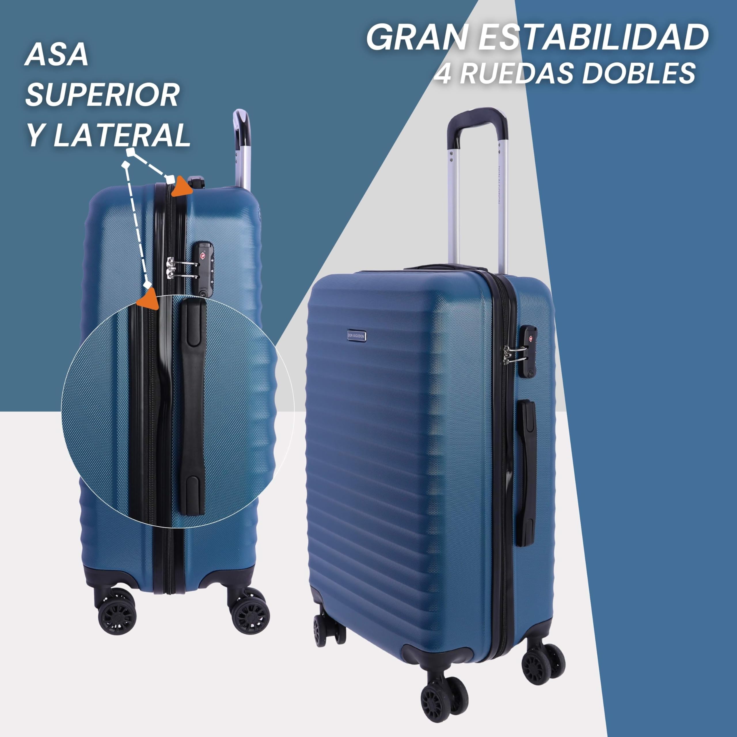 DON ALGODON Maleta Mediana 23 kg | Maleta de Viaje Rígida con 4 Ruedas Dobles 360º, Candado TSA y Asa Telescópica | Equipaje Resistente al Agua para Viajes en Avión