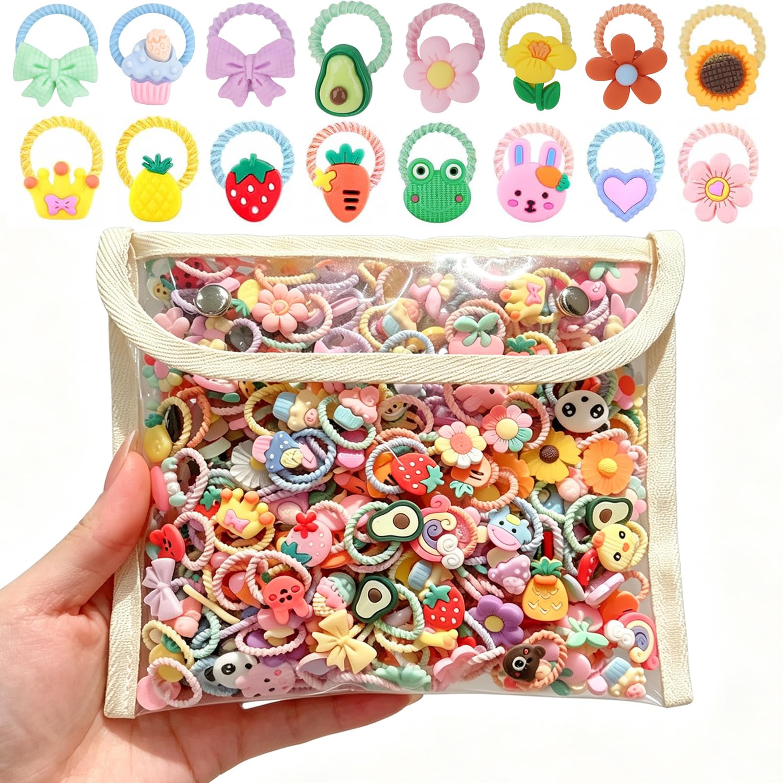 BlueZOO 110Pcs Cute Small Hair Ties Ponytail Holders for Baby Girls Kids