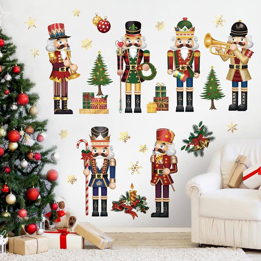 Christmas Nutcrackers Wall Stickers, Nutcracker Window Decals Large