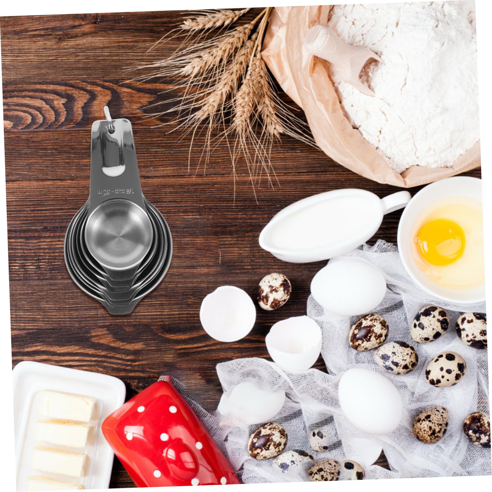 Ipetboom Misurini in Acciaio Inox con Bilancia Misurini da Cucina per Cottura Misurazione di Ingredienti con Design Impilabile per Spazio