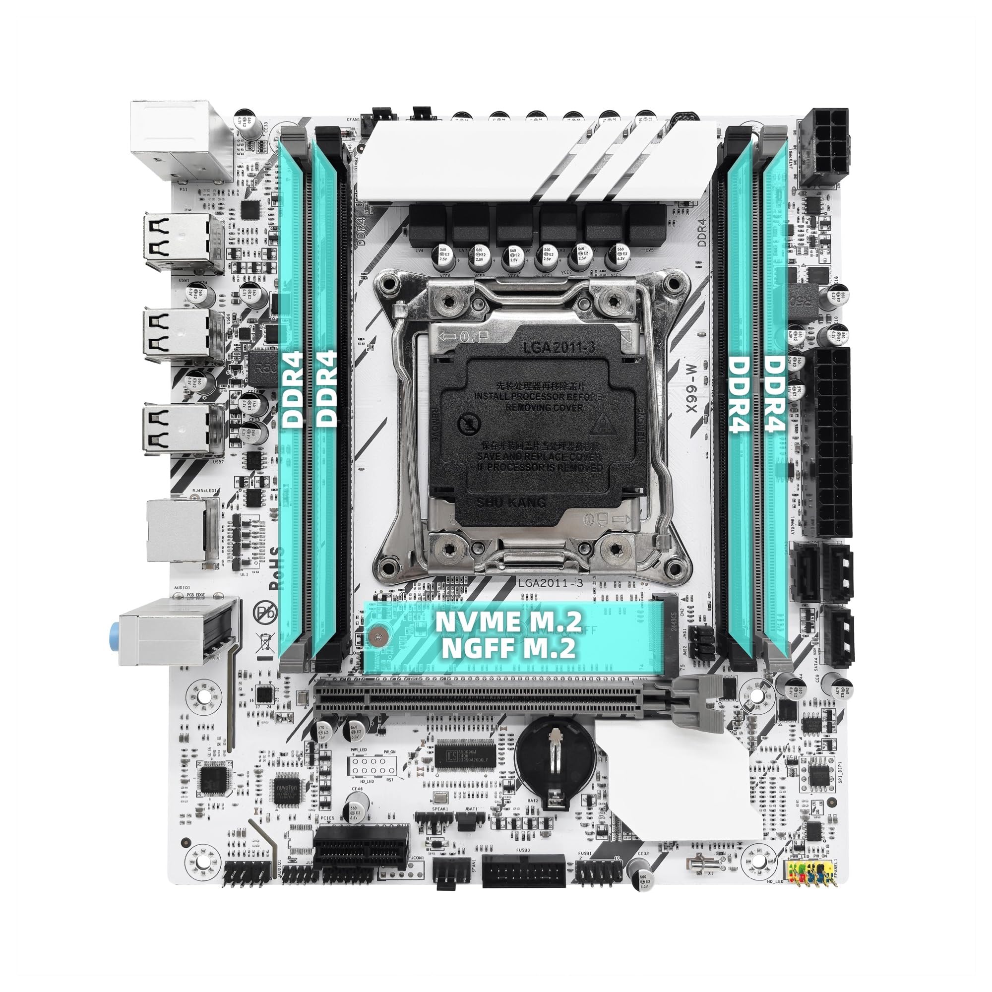 Kit de Placa Base X99-W con LGA2011-3 E5 2680V4 CPU DDR4 16GB (1 * 16GB) 2133MHZ NVME M.2(Motherboards)