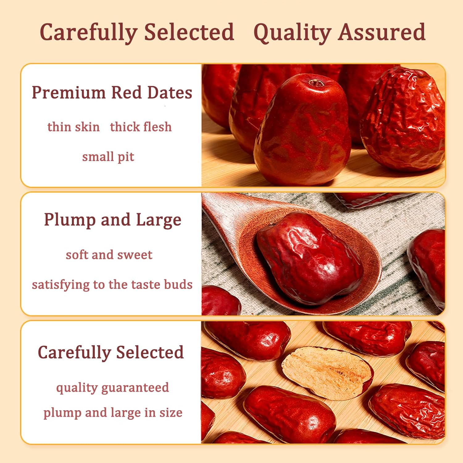 DGYLHBJ 2.2LB Premium Jujube Dates, Chinese Red Dates, 100% Natural Dried Dates No Added Sugar, Superfood for Tea, Baking, Cooking Without Additives, Nutrient-Rich Jujube Snacks, 红枣 (Large Dates-2.2LB)