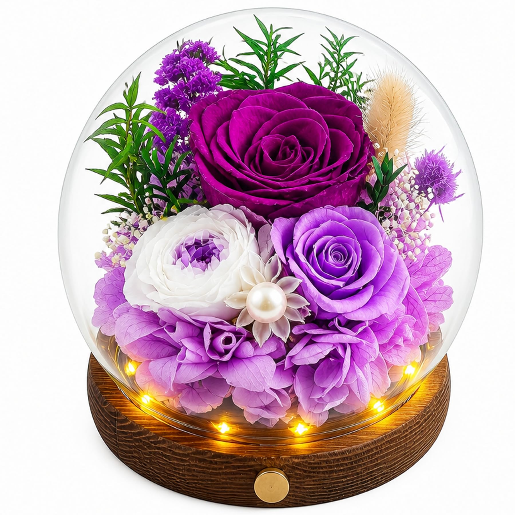 Elover Mother's Day Rose Gifts for Women,Preserved Eternal Rose in Glass Dome, Real Flowers for Her,Forever Love Thoughtful Miss-You Present for Mum Wife Girlfriend on Birthday (Purple)
