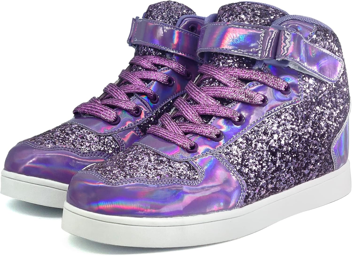 Wooowyet Glitter Shoes Kids High Top Sneakers for Boys Girls Gift Party Birthday Christmas Halloween - Image 3