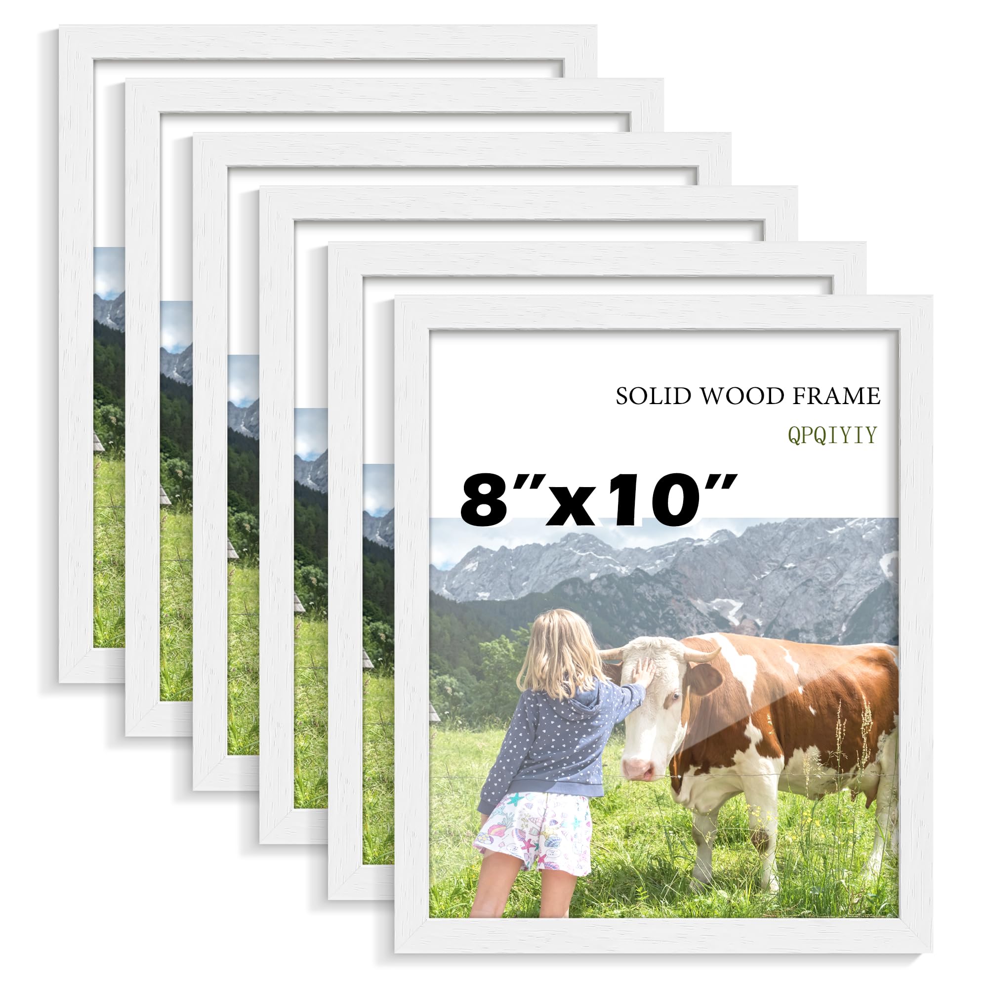 Cadre photo rustique incassable 20x25 en bois blanc pour mur et table