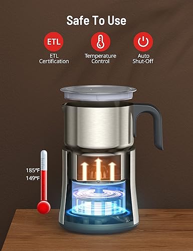 Miniatura 7 de PARIS RHÔNE - Espumador de leche y vaporizador de leche, desmontable 4 en 1, máquina de chocolate caliente de 16.9 fl oz y calentador de leche con