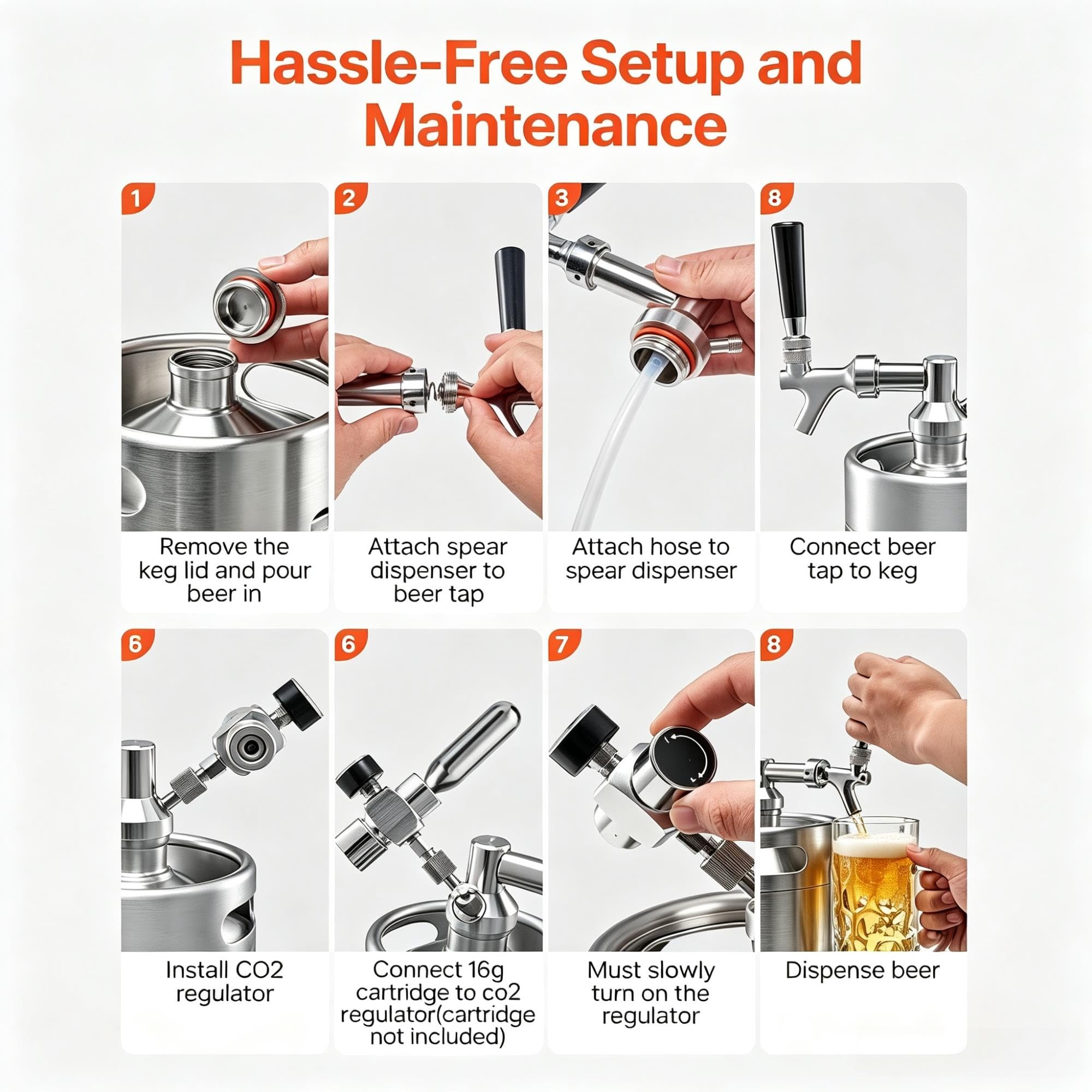 Mini barril de acero inoxidable para cerveza de barril, dispensador presurizado portátil