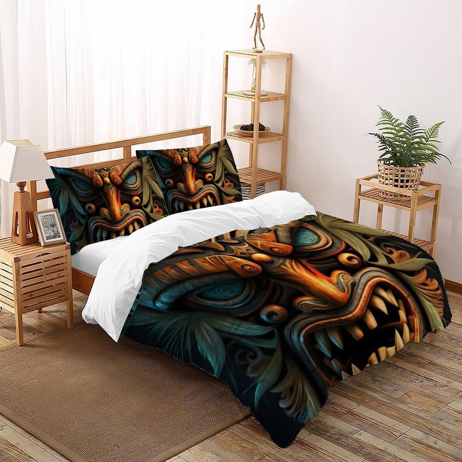 Housse de couette Totem literie microfibre imprimé 3D taies d'oreiller garçon lit King size