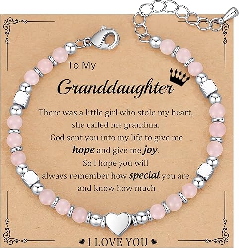 Christmas Gifts for Women, Stocking Stuffers for Teens Beaded Bracelets for Women Gifts for Mom Christmas Gift Mothers Day Gift for Grandma Daughter Bonus Mom Nature Stone Bead Bracelet Graduation Jewelry for Her 2026