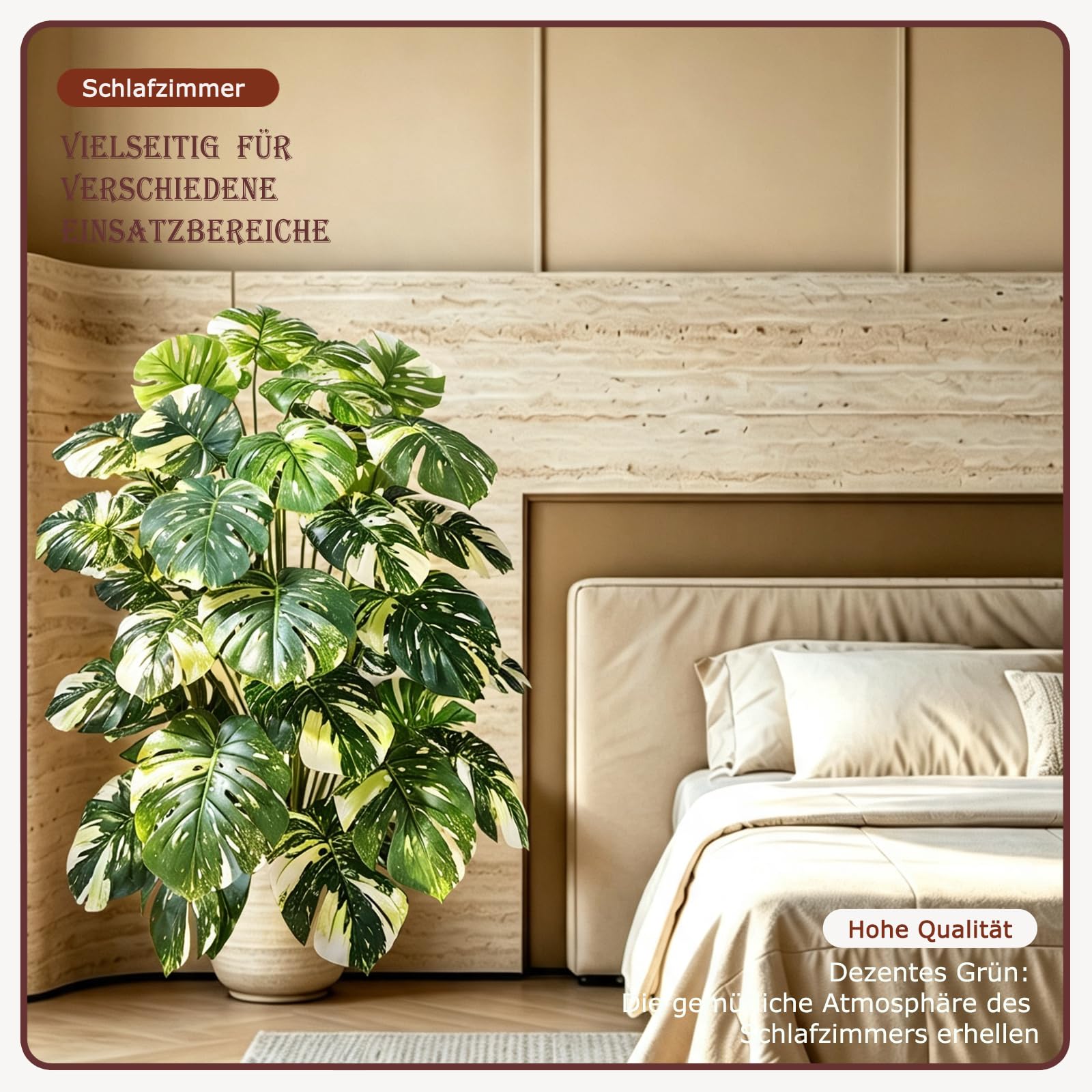 Monstera panaché Artificiel, 130 cm, 36 Feuilles, Fausse Plante | Grande Plante Artificielle Tropicale Sans Entretien, Déco Intérieure Extérieure : Salon, Balcon, Bureaux, Espaces Commerciaux