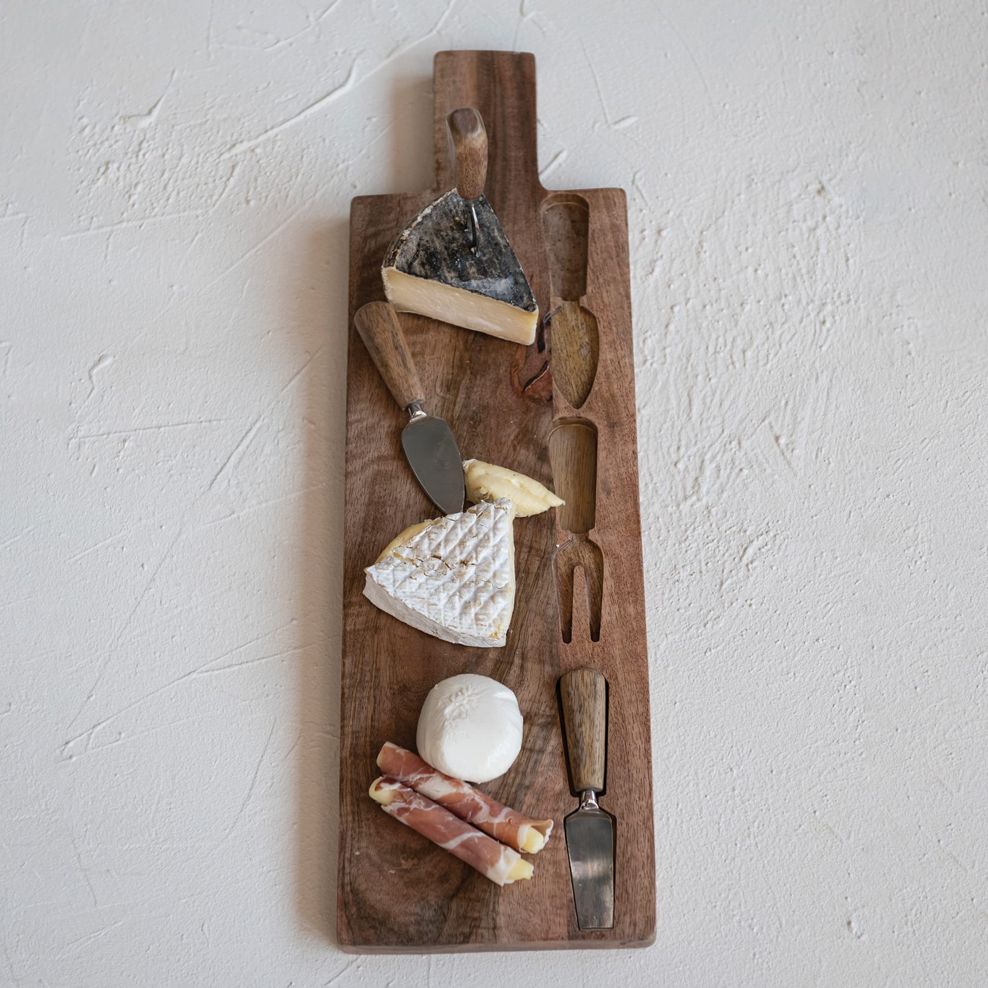 Mango Wood Serving Board with Cheese Utensils -3 Mango Wood Serving Board with Cheese Utensils -3