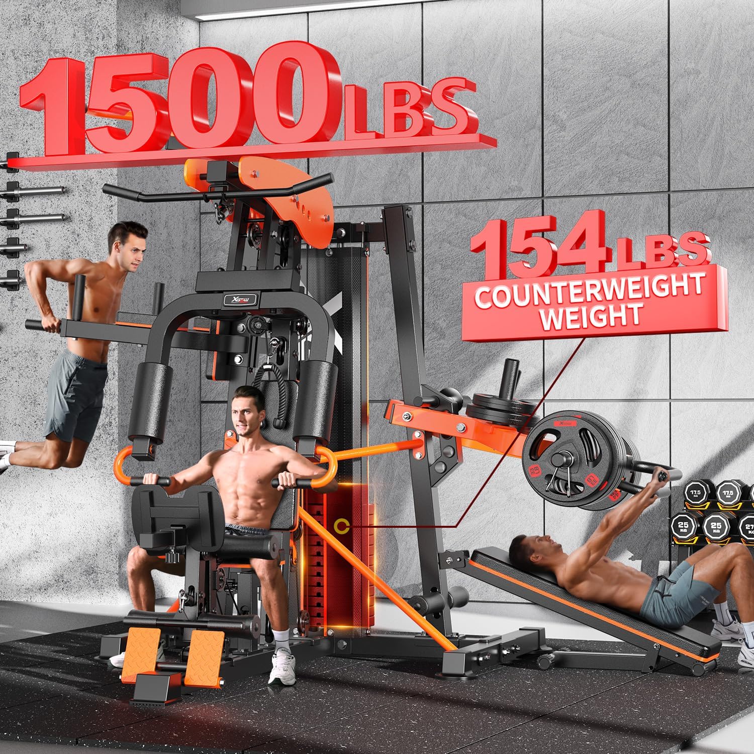 XGSW Multi-Function Home Gym Workout Station, Featuring a Pulley System, arm Trainer, and Leg Trainer for Full-Body Workouts .