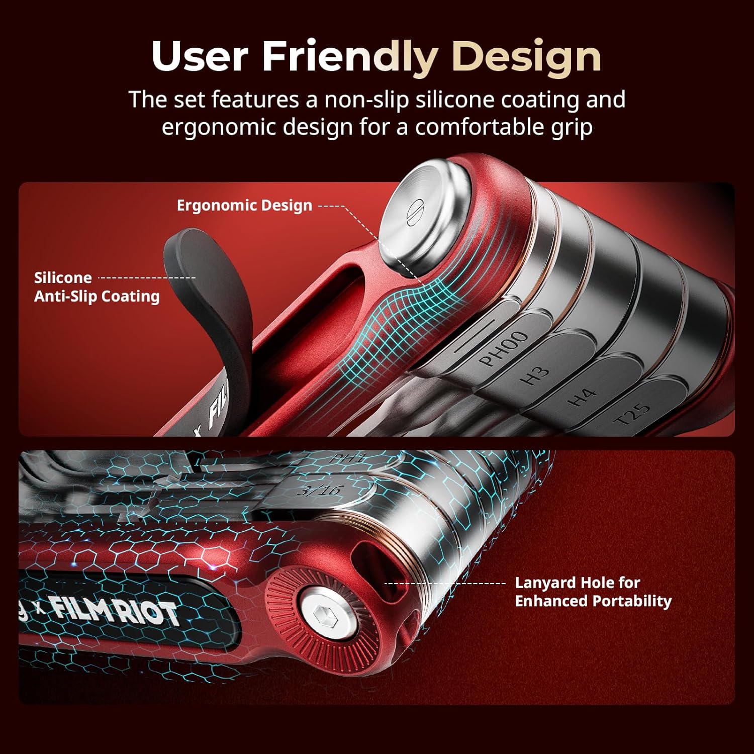 SmallRig x FILM RIOT 10-in-1 Folding Tool Set with Screwdrivers and Hex Key Wrenches, Multiple Angle Positioning, Portable and Compact Design (Red) - 4813