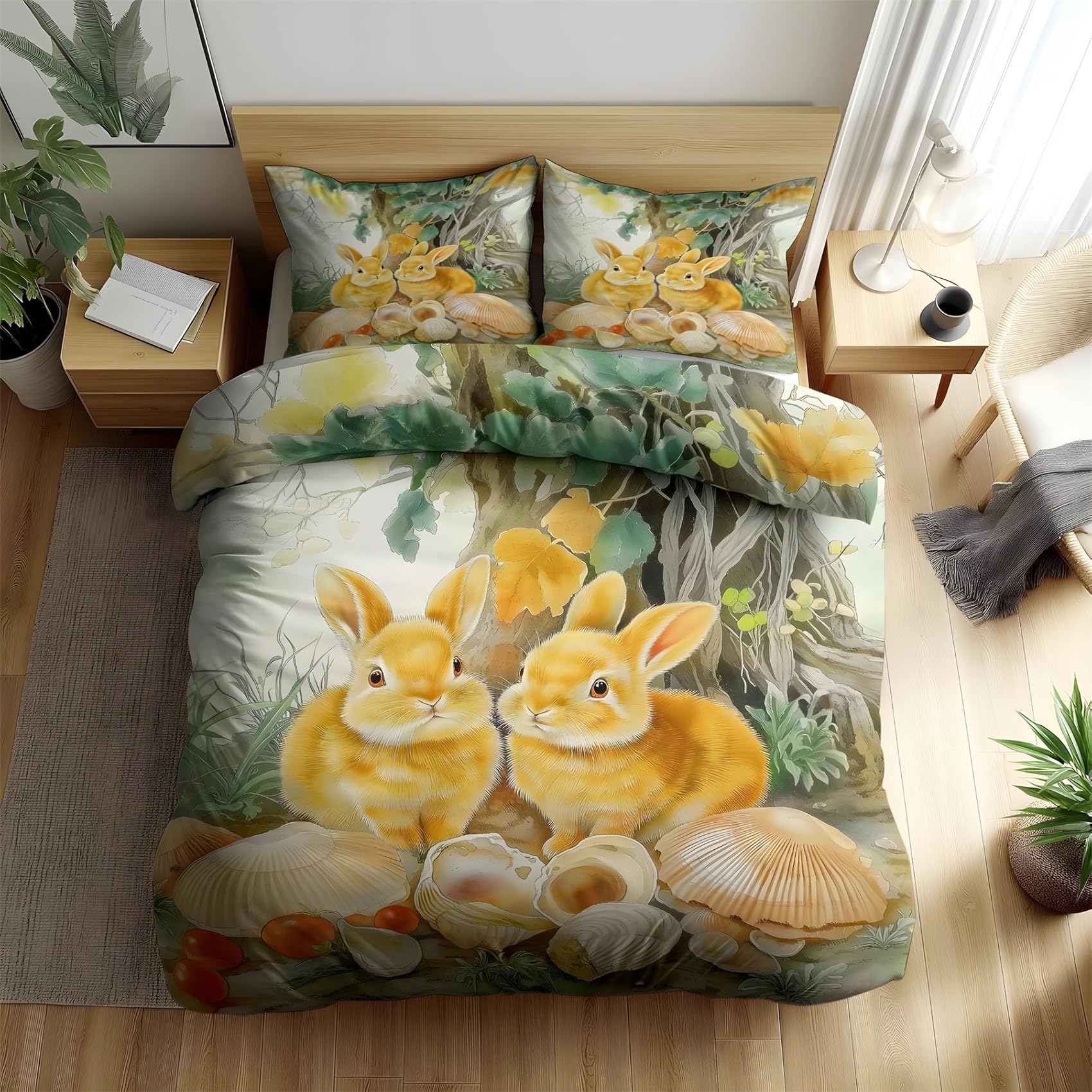 Housse de couette lapin 140x200 anti-plis et facile à laver pour un lit toujours impeccable