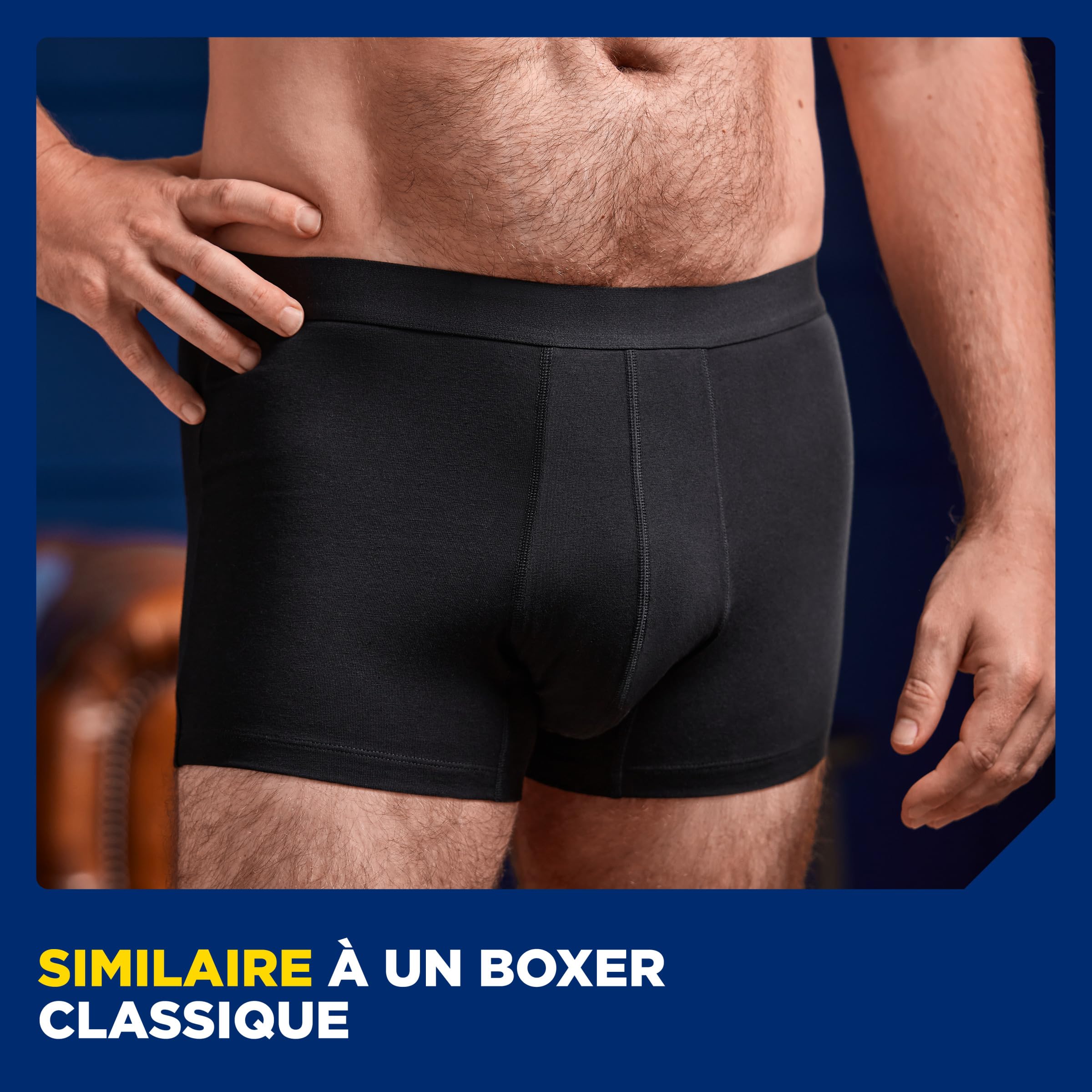 TENA Men - Caleçon de Protection Lavable Homme - Pour les Fuites Urinaires Légères - Coupe Classique - Noir - L