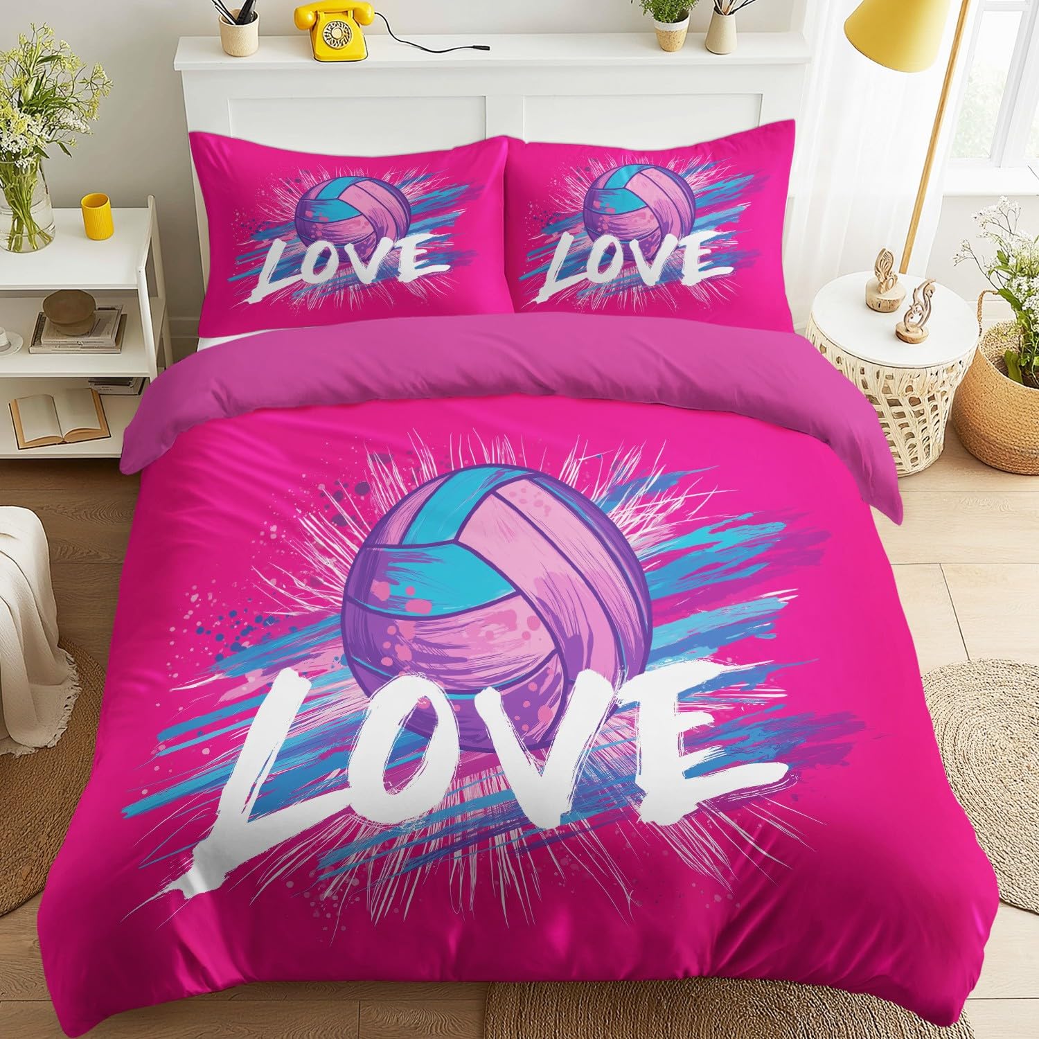 Housse de couette volley ball parure de lit street art 220x200 microfibre