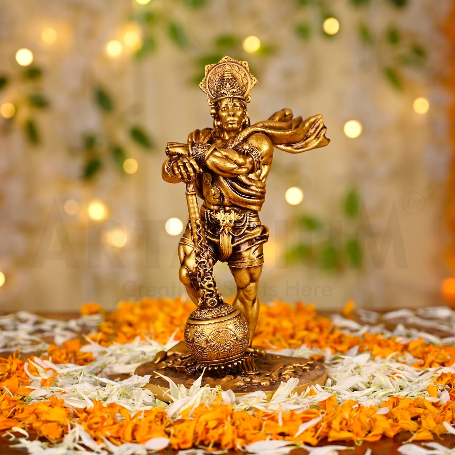 Artarium Hanuman Idol for Car Dashboard Hindu God Statue for Car Decor Bahubali Hanuman Idols Mandir Room Office Home Decor Statues Spiritual Gifts Set Men Height 4.33 Inch