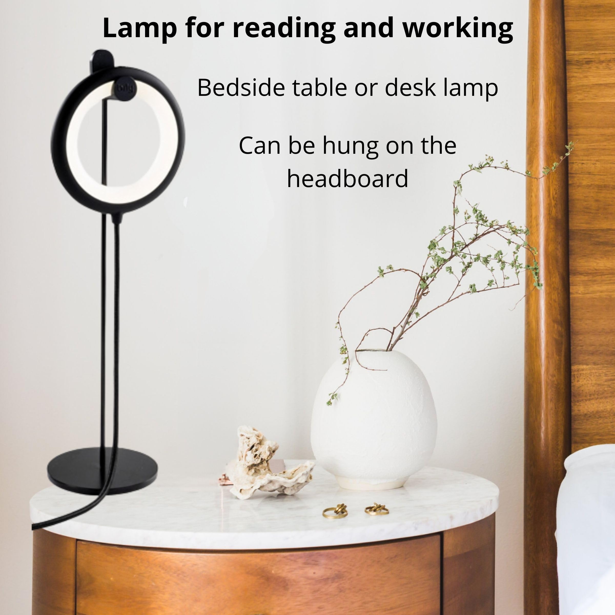 BILY Reading Lamp with Led, Desk Lamp, Bedside Lamp, with Perch and Clip, 3 in 1 Light Pack, USB Port, 3 Light Levels - Black - Image 2