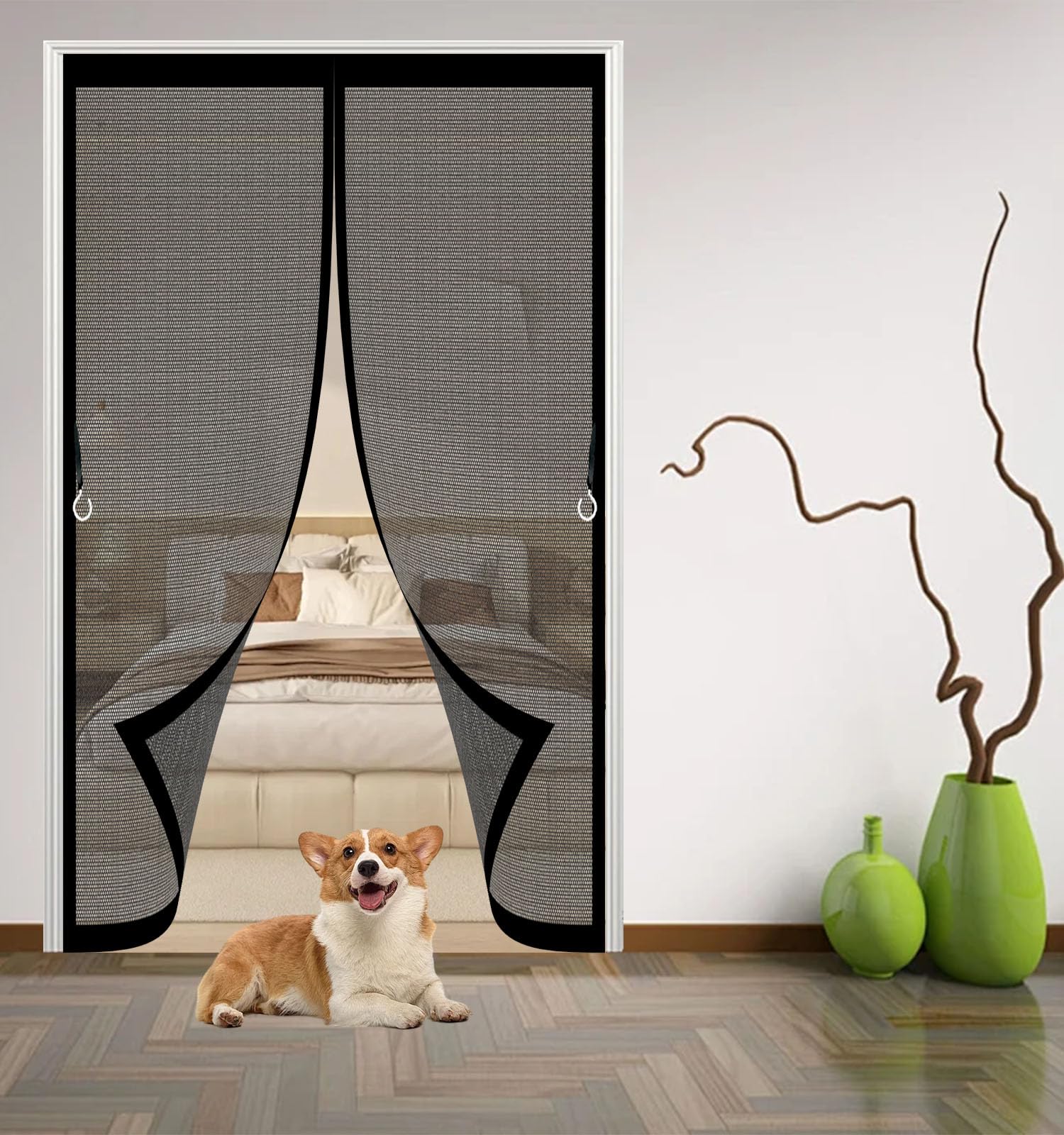 Moustiquaire magnétique 116x198 cm avec fermeture automatique pour porte de balcon