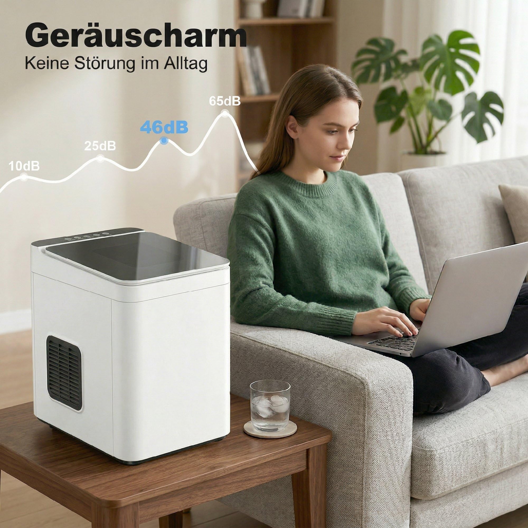 HOMCOM Eiswürfelmaschine Klein, 12 kg 24 Std., 9 Eiswürfel in 7-10 Minuten, 2 Größen von Bullet-Eiswürfeln, Ice Maker Selbstreinigend Eiswürfelbereiter mit Eisschaufel und Korb, für Küche, Büro, Party