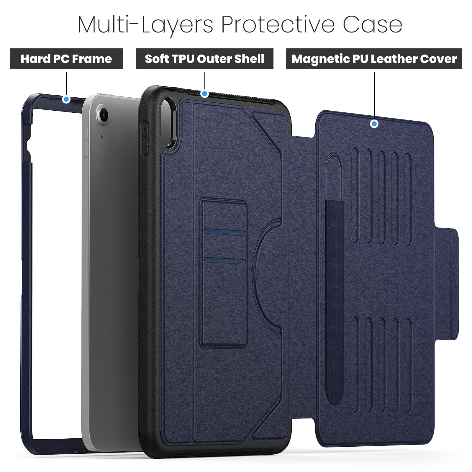 Custodia magnetica A16 per iPad da 10,9 pollici, iPad 11a/10a generazione (A16), sottile, con forte supporto magnetico per penna [Auto Sleep/Wake], cover 11°/10° generazione, supporto