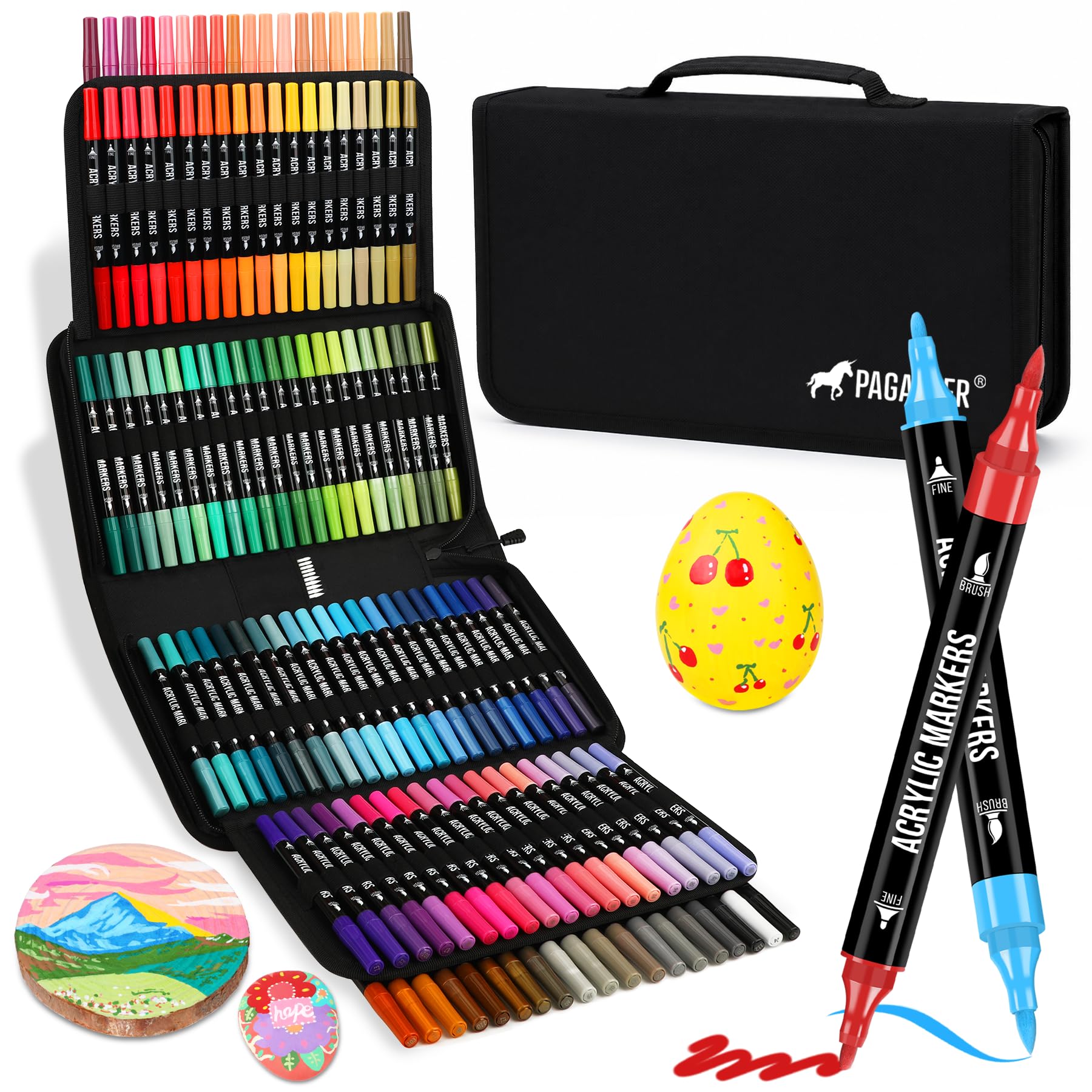Acrylic Paint Markers, 120 Colors Dual Tip Fine & Brush Pens Set | For Rocks, Fabric, Woo…