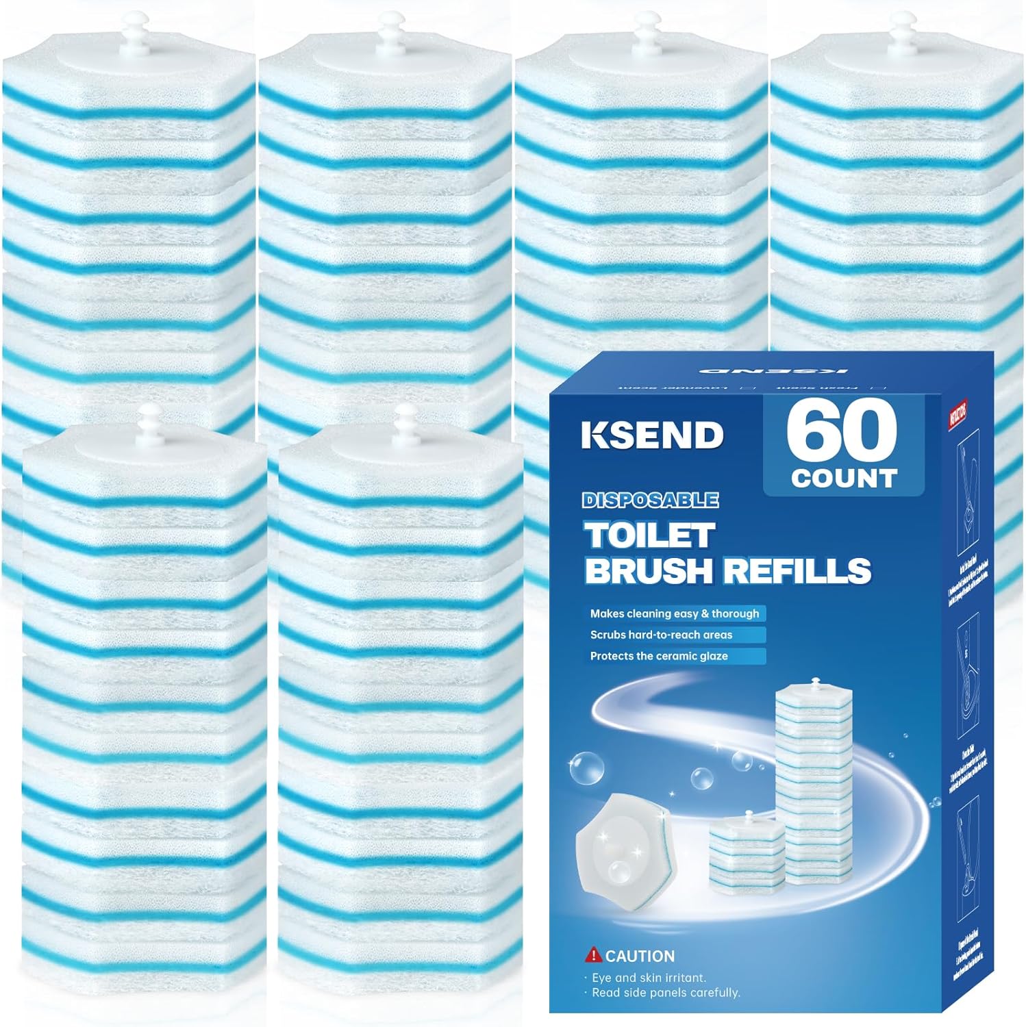 Ksend Toilet Bowl Cleaners 60 Pack, Powerful Toilet Wand