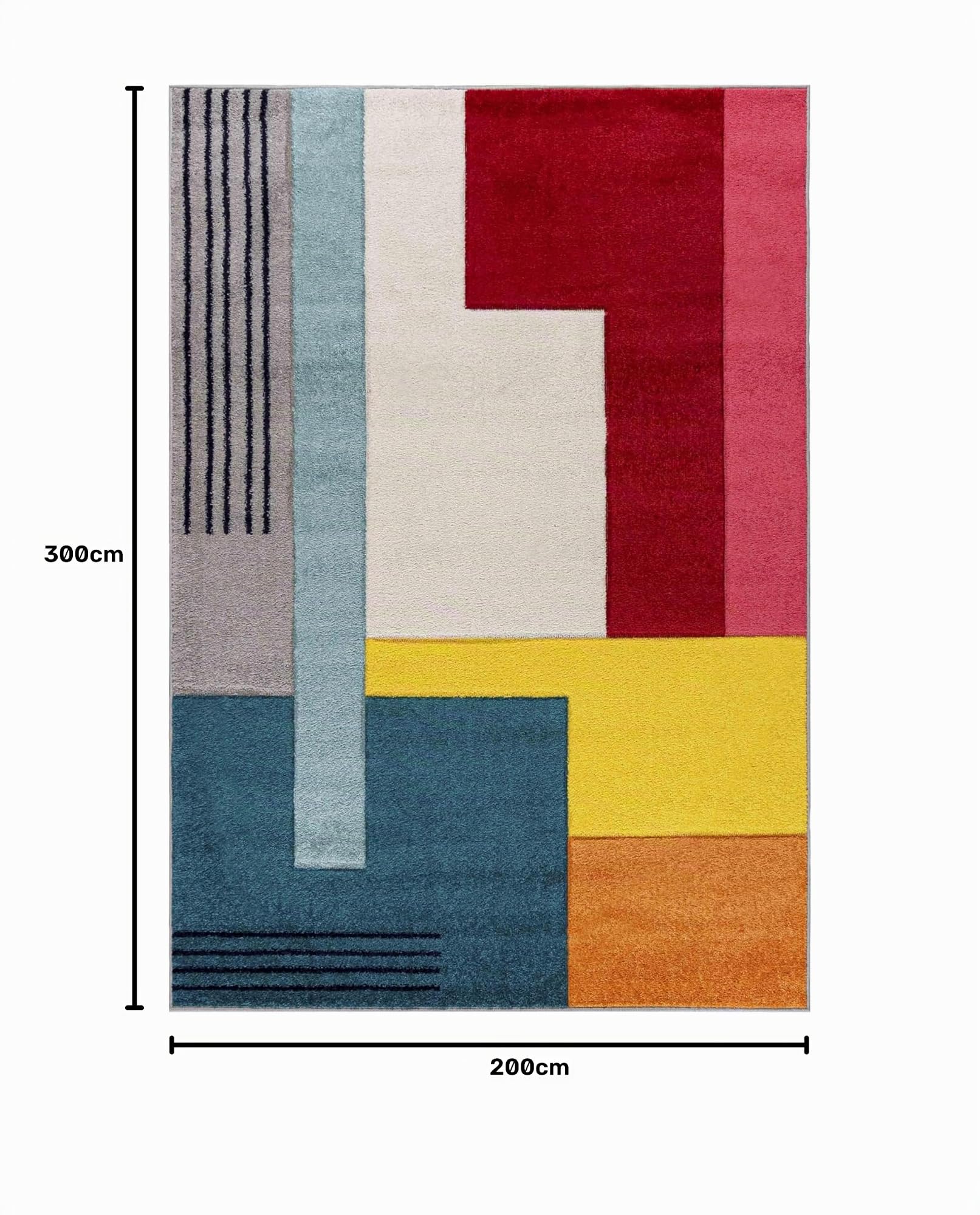 Mazovia Grande Alfombra Salón 200x300cm Turquesa Geométrico Suave Sintético
