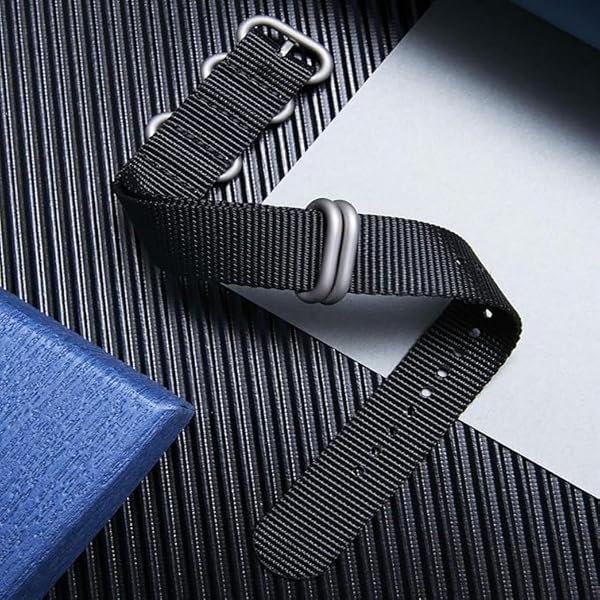 BINLUN Cinturino per Orologio in Nylon G10 Cinturini Militare Premium Balistico Multicolori per Uomo Donna 18 mm 19 mm 20 mm 21 mm 22 mm 23 mm 24 mm con Fibbia in Acciaio Inossidabile Argento/Nero - 2