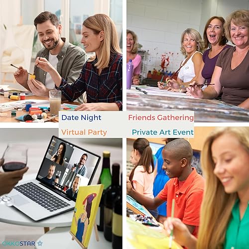 Miniatura 5 de Kit de pintura y sorbo para parejas adultas, lienzo predibujado de 8 x 10 pulgadas para pintar para adultos, kit de pintura y sorbo con