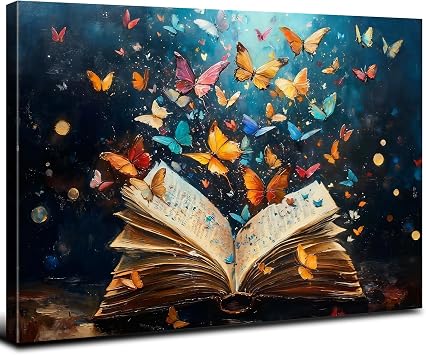 Colorful Butterfly Canvas Wall Art Graffiti Magical Book Picture Living Room Decor Abstract Flying Butterflies Painting Canvas Prints Aesthetic Poster Modern Artwork Bedroom Office Decoration 12x16