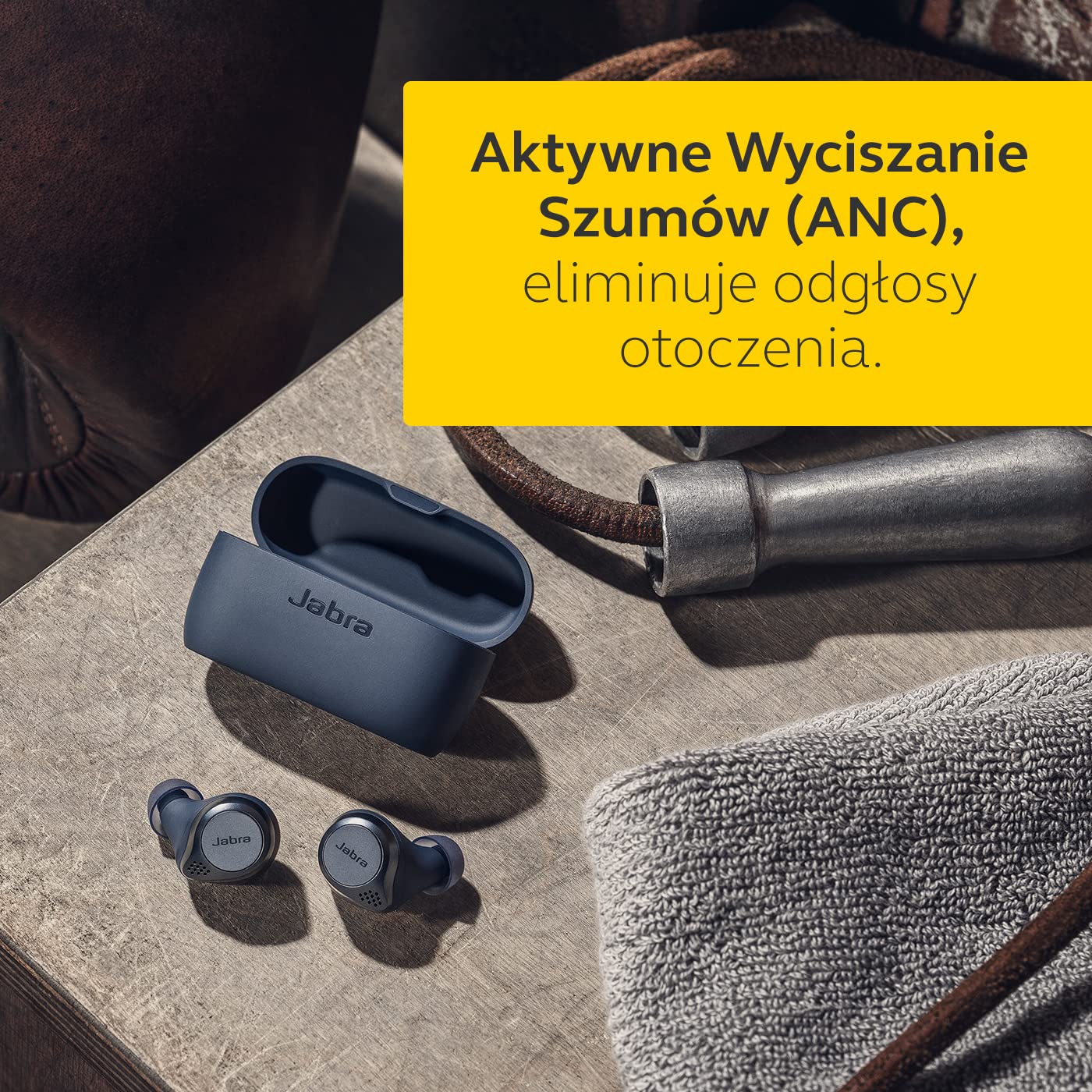 Jabra Elite Active 75t - prawdziwie bezprzewodowe, sportowe słuchawki douszne z pasywną redukcją szumów i długą żywotnością baterii do połączeń i muzyki - granatowy