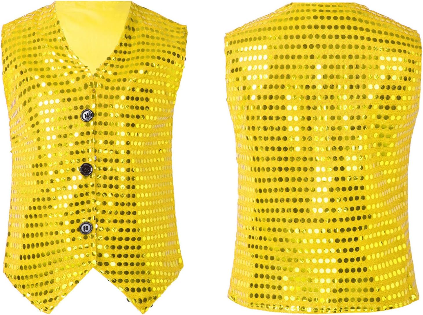 FEESHOW Kids Boys Girls Glittery Sequins Sleeveless Button Closure Vest Jacket for Stage Performance Show Dancewear