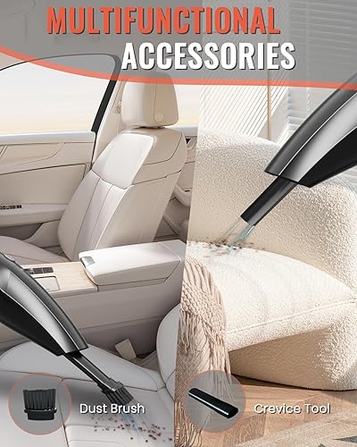 Miniatura 5 de TEMOLA Aspiradora de mano inalámbrica, aspiradora portátil inalámbrica de 12000 Pa con motor sin escobillas, mini aspiradora ligera de 0.8 libras,