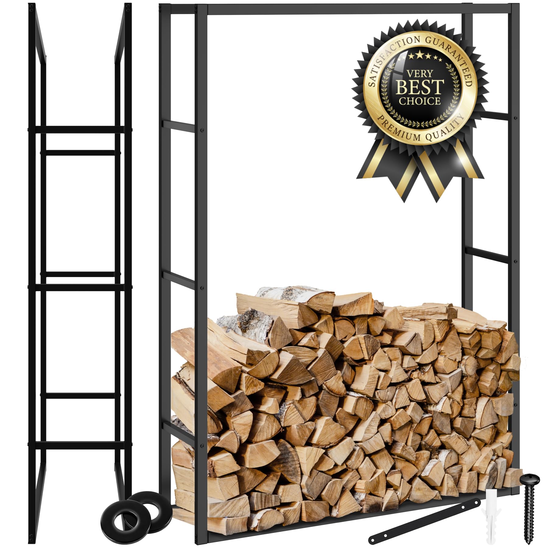 tectake® Leñero Interior y Exterior, Diseño Industrial, Estructura de Acero, Gran Espacio de Almacenamiento, Leñero Estable Protección Antivuelco, para Chimeneas y Estufas de Leña