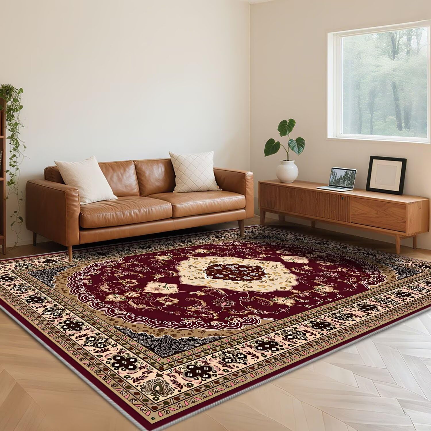 Tapis de sol pour salon et chambre de fille tapis doux rouge rétro 120x200cm